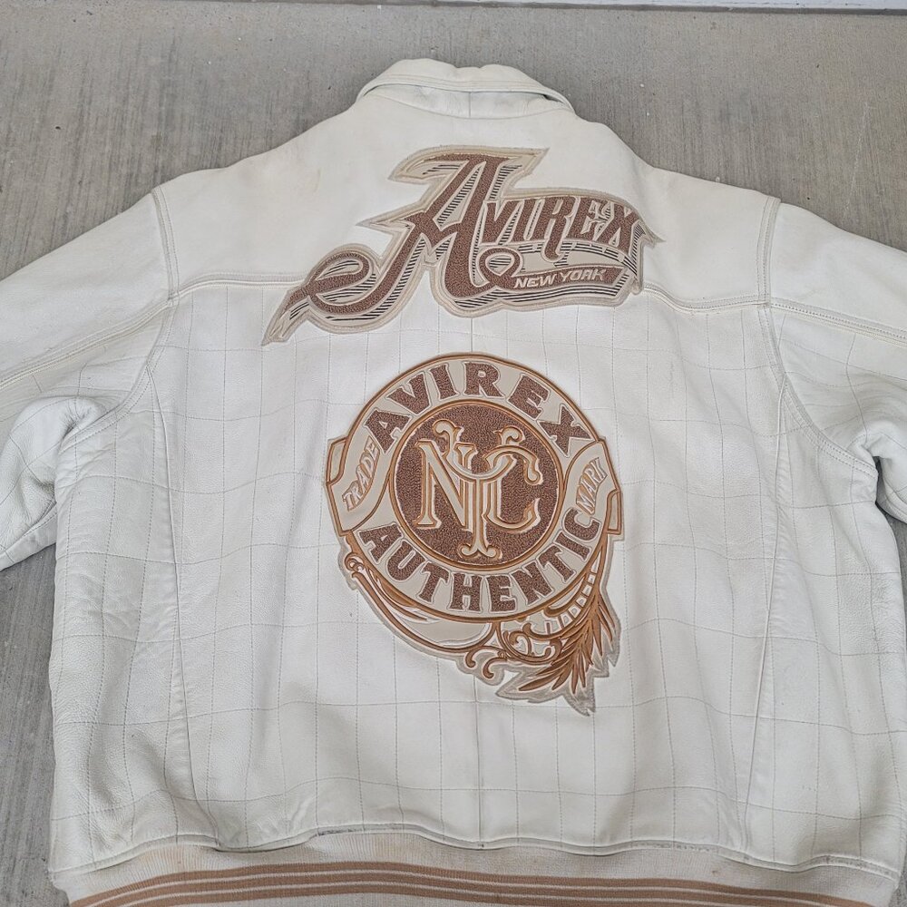 VINTAGE AVIREX New York leather Varsity Jacket Hip Hop 1990s US MEN'S Size 6XL
